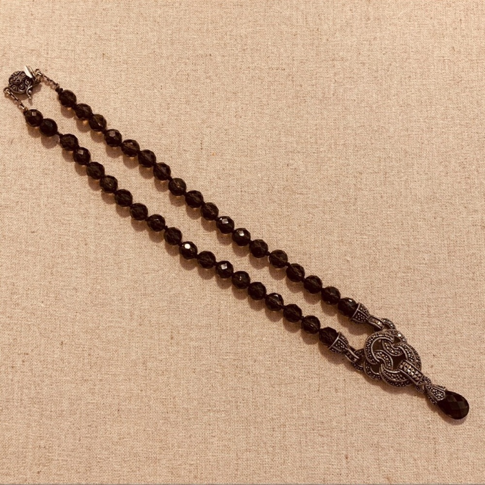 Judith Jack  | Necklace | Marcasite & Smoky Quartz Pendant - Picture 6 of 11